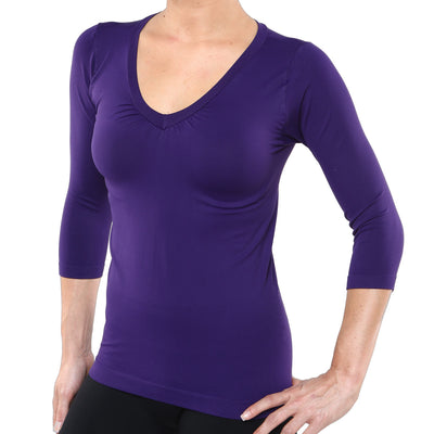 Mid-Sleeve V-Neck Top