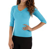 Mid-Sleeve V-Neck Top